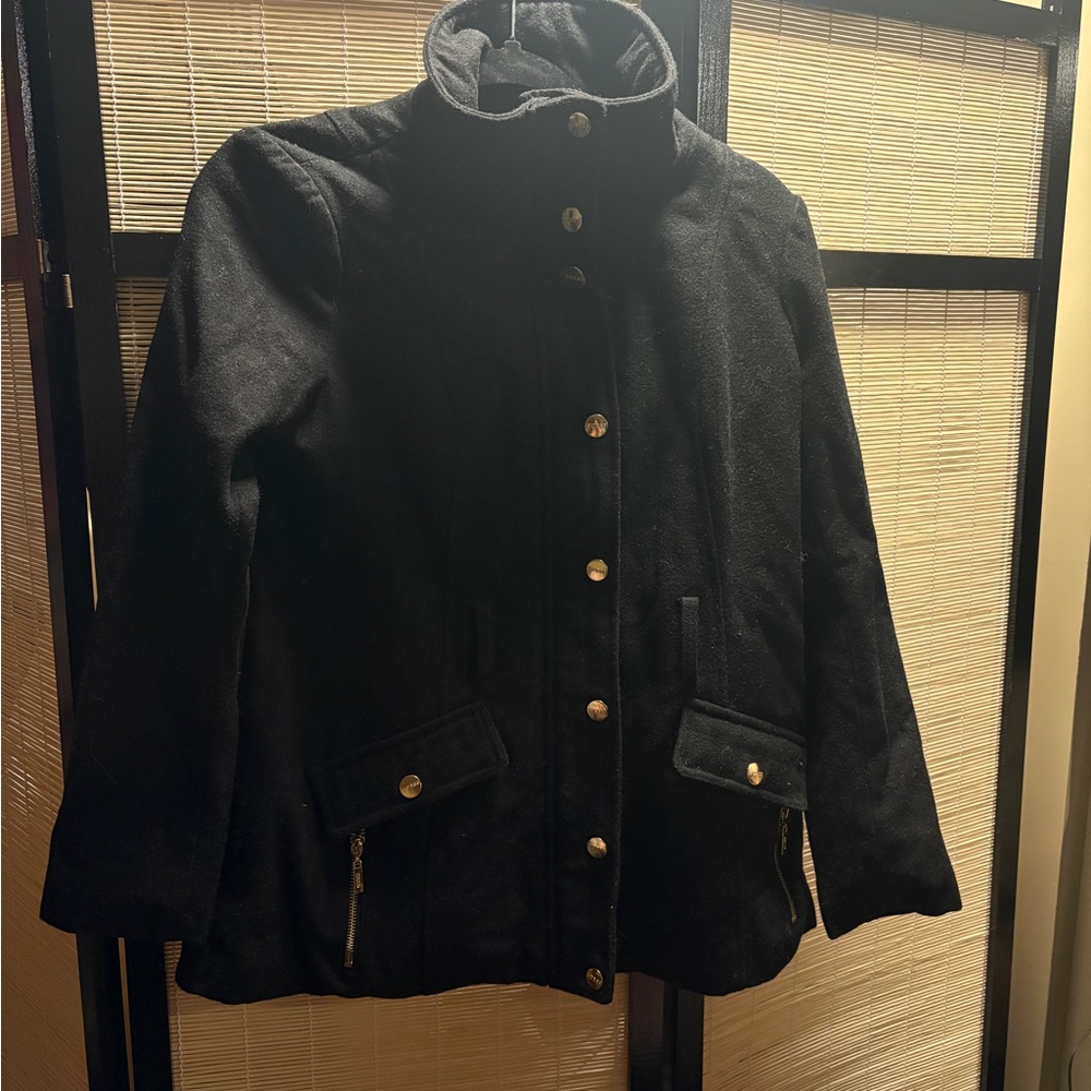 Guess Black Utility Jacket with Gold Buttons